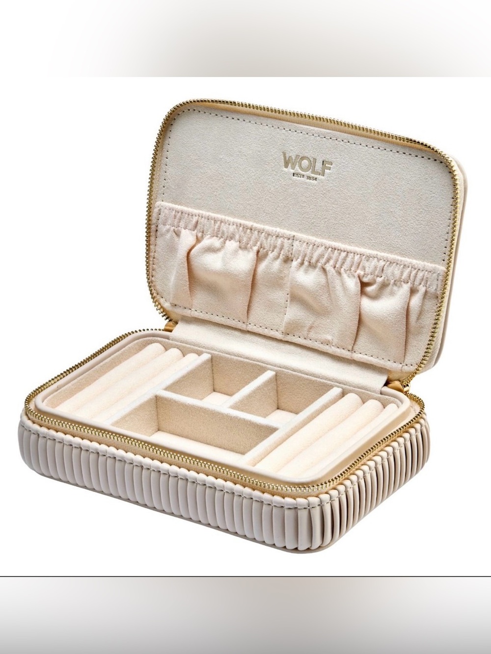 WOLF Bella Bone Zip Travel Jewelry Case